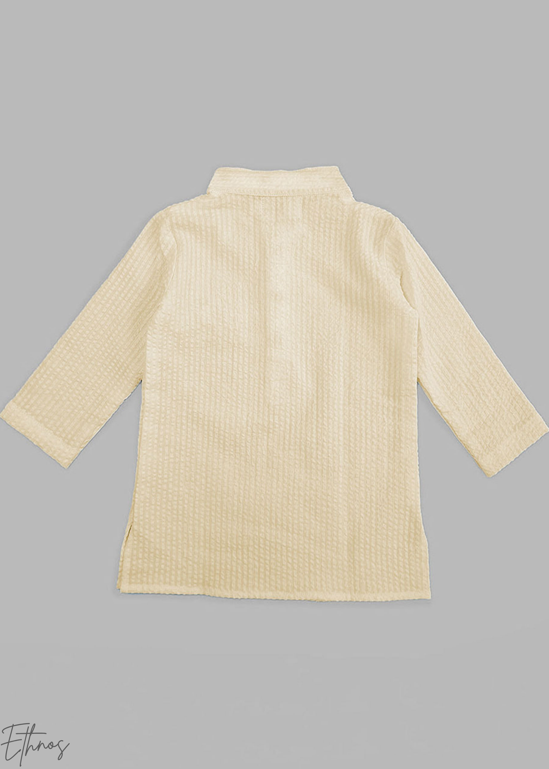 Yellow Prince Embroidered Organic Cotton Striped Kurta Pajama Set