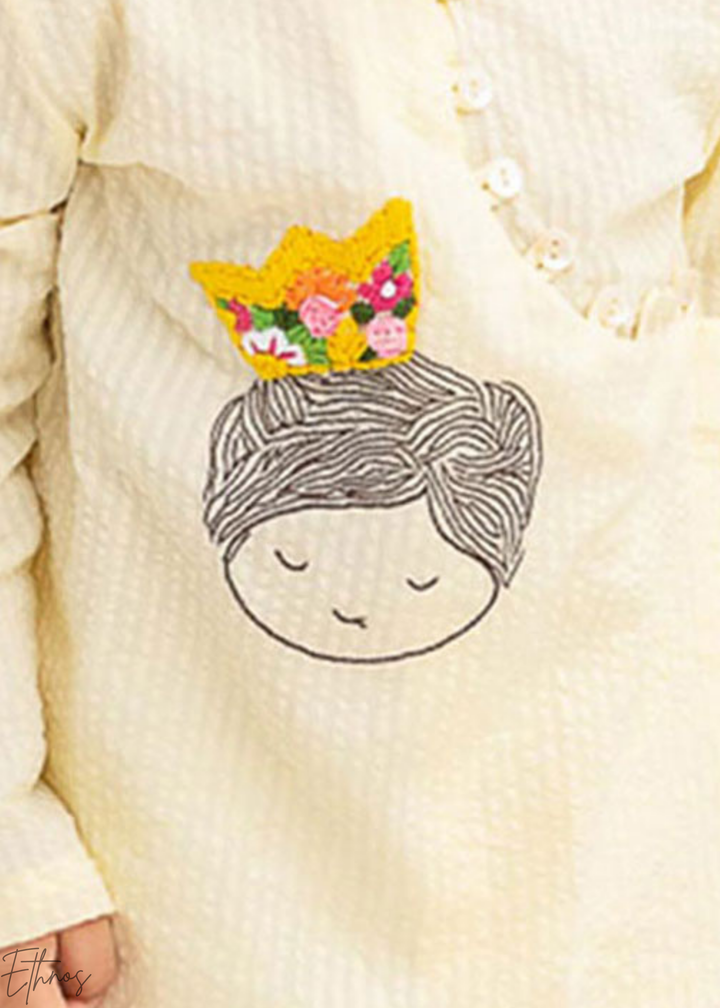 Yellow Prince Embroidered Organic Cotton Striped Kurta Pajama Set