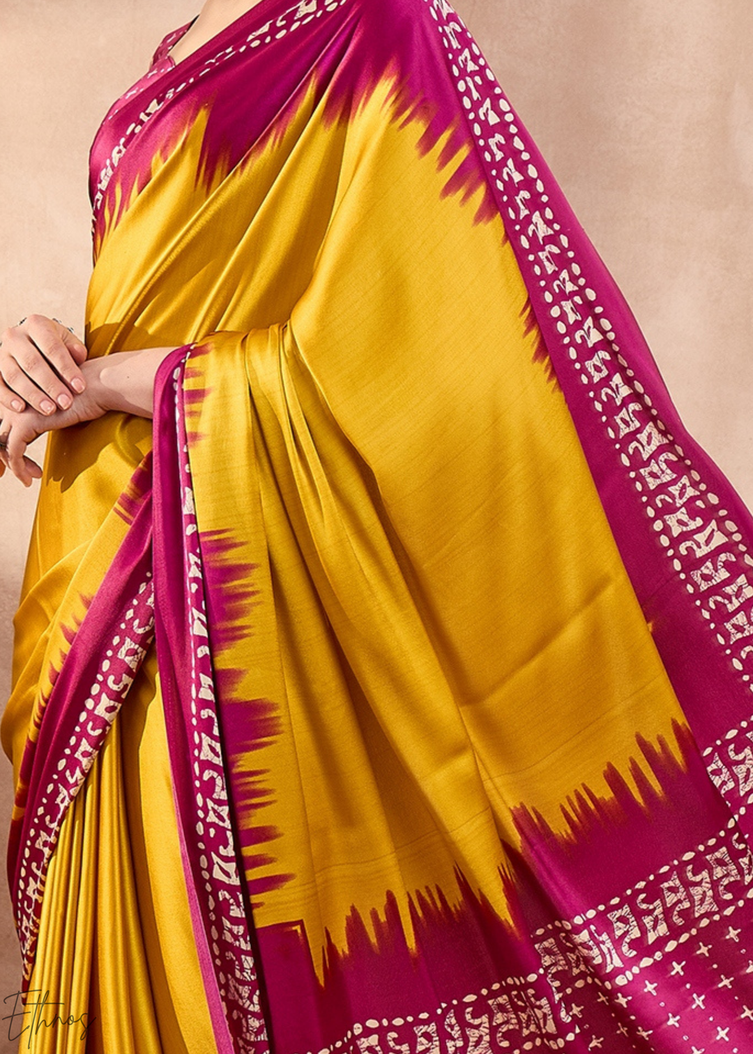 Yellow Sapphire Modal Silk Bandhani Border Saree