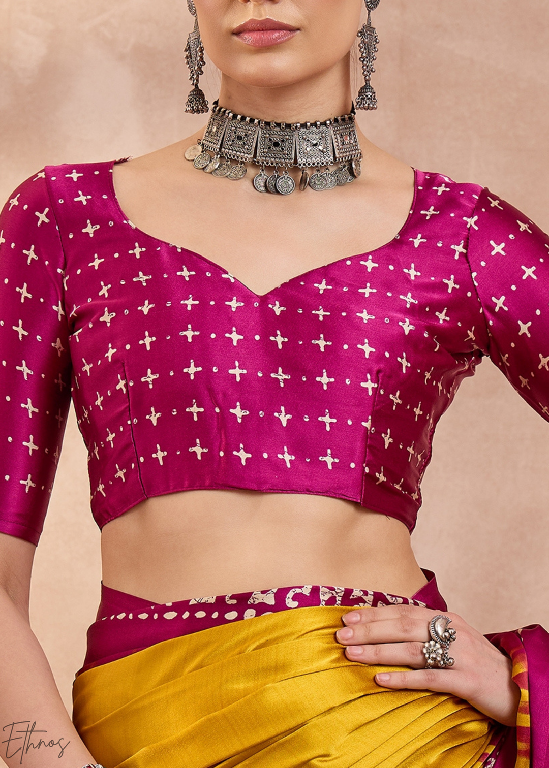 Yellow Sapphire Modal Silk Bandhani Border Saree