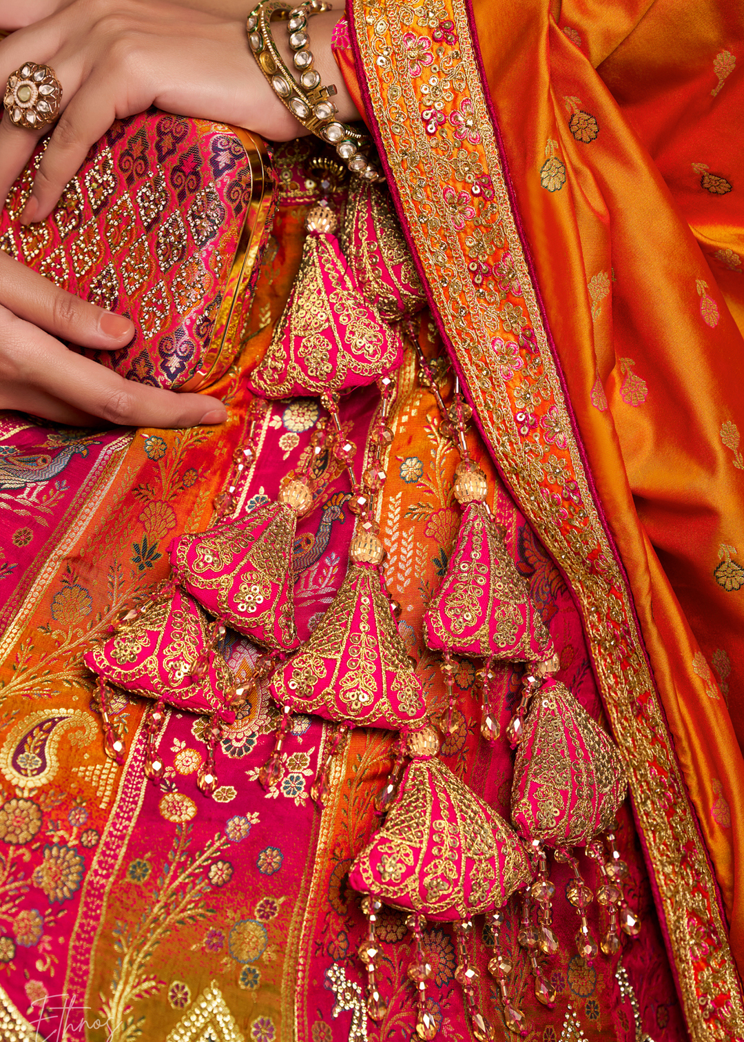 Yellow Sapphire Zari Brocade Banarasi Silk Lehenga