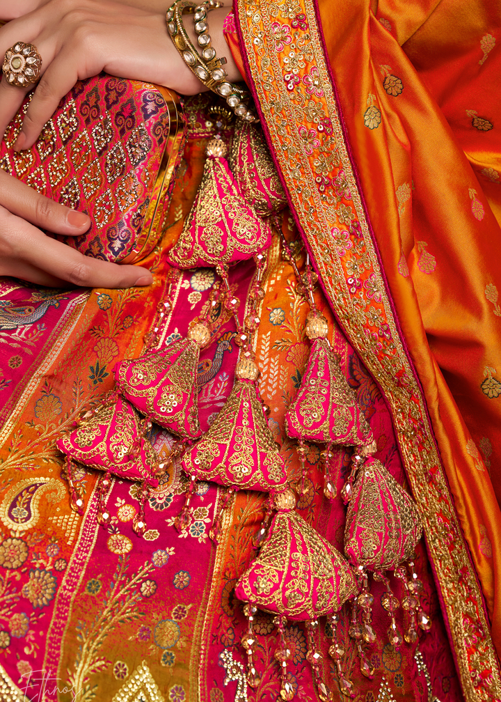 Yellow Sapphire Zari Brocade Banarasi Silk Lehenga