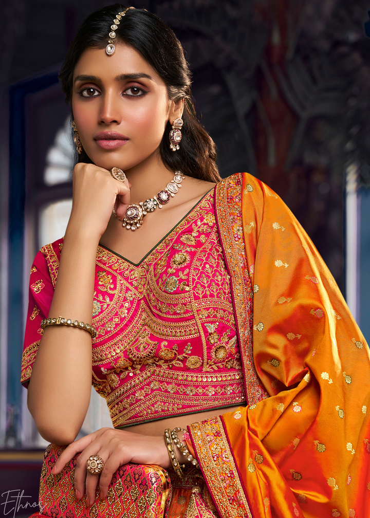 Yellow Sapphire Zari Brocade Banarasi Silk Lehenga