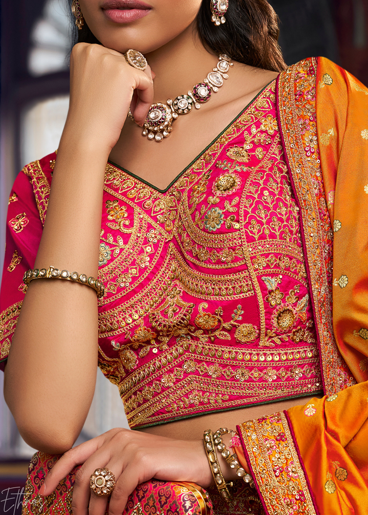 Yellow Sapphire Zari Brocade Banarasi Silk Lehenga