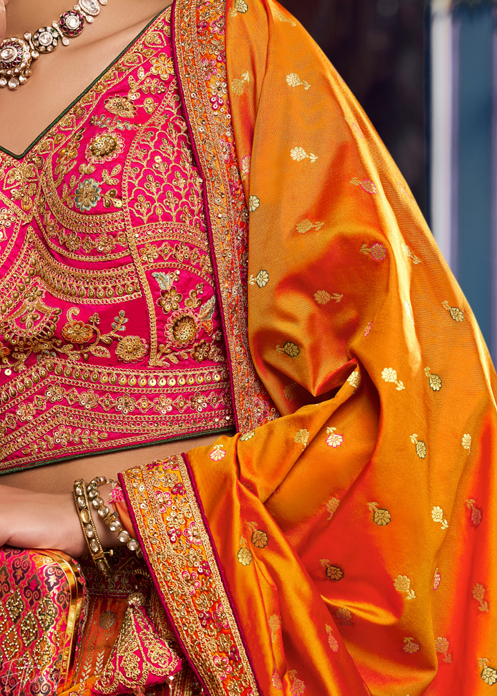 Yellow Sapphire Zari Brocade Banarasi Silk Lehenga