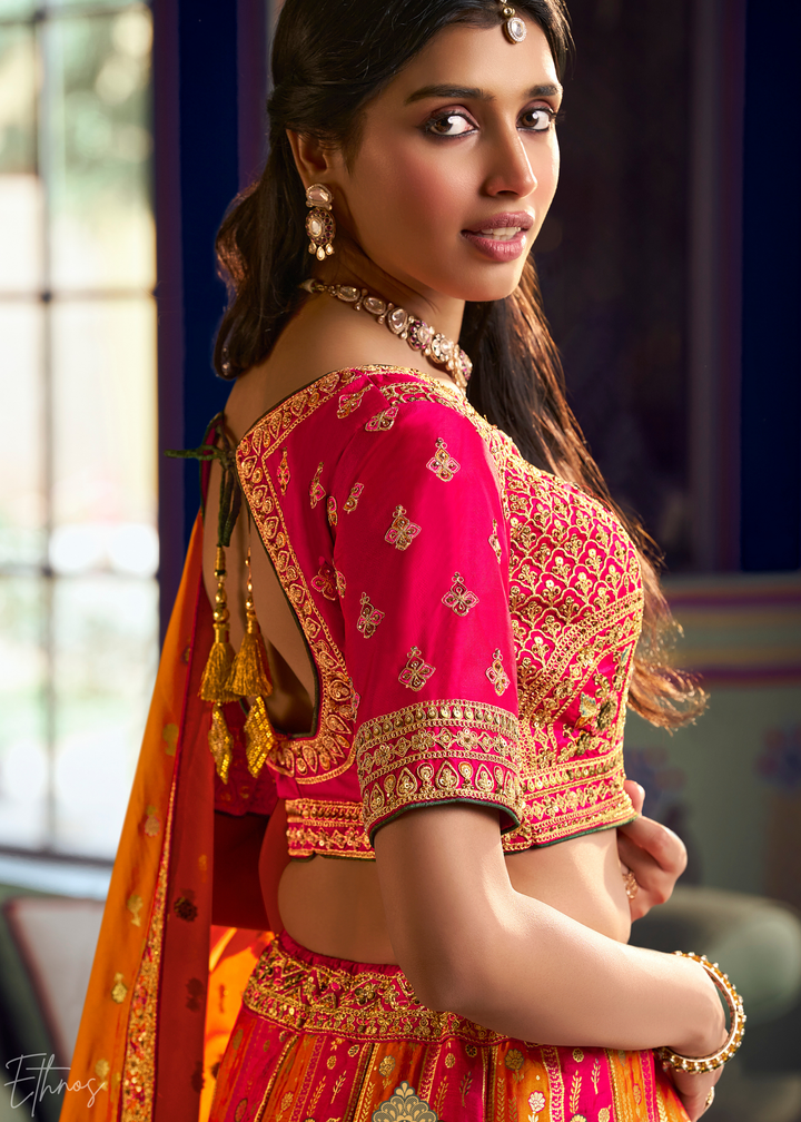Yellow Sapphire Zari Brocade Banarasi Silk Lehenga