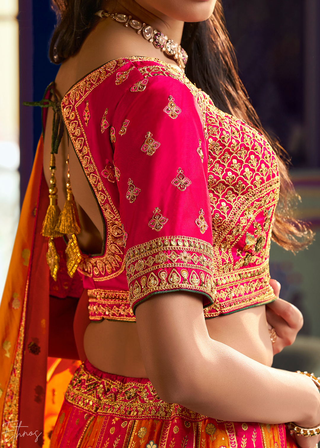Yellow Sapphire Zari Brocade Banarasi Silk Lehenga