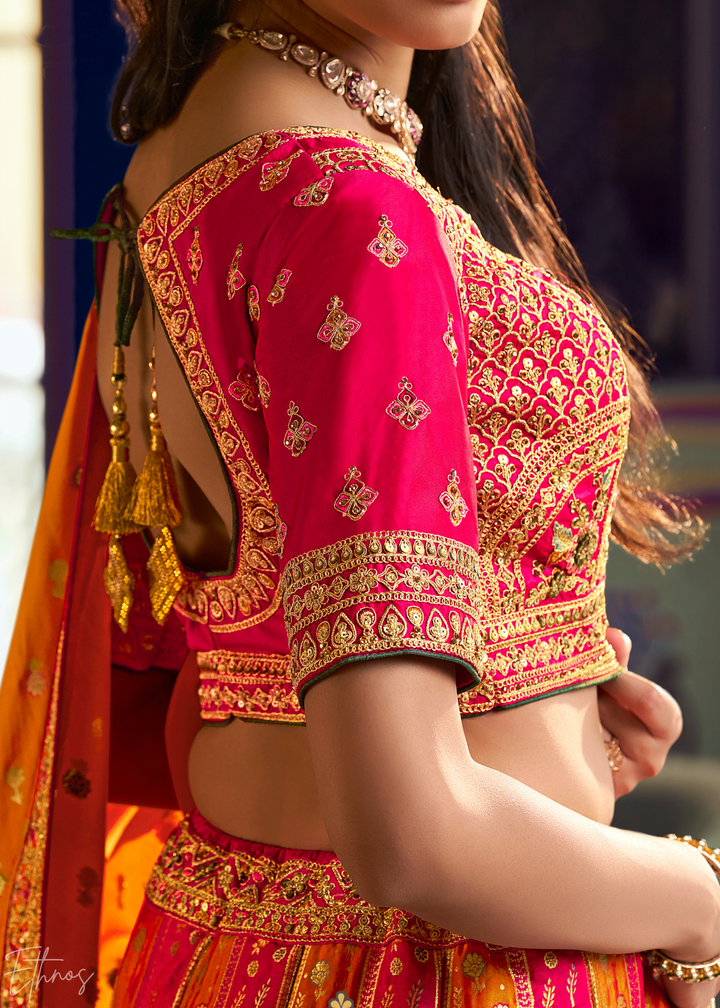 Yellow Sapphire Zari Brocade Banarasi Silk Lehenga