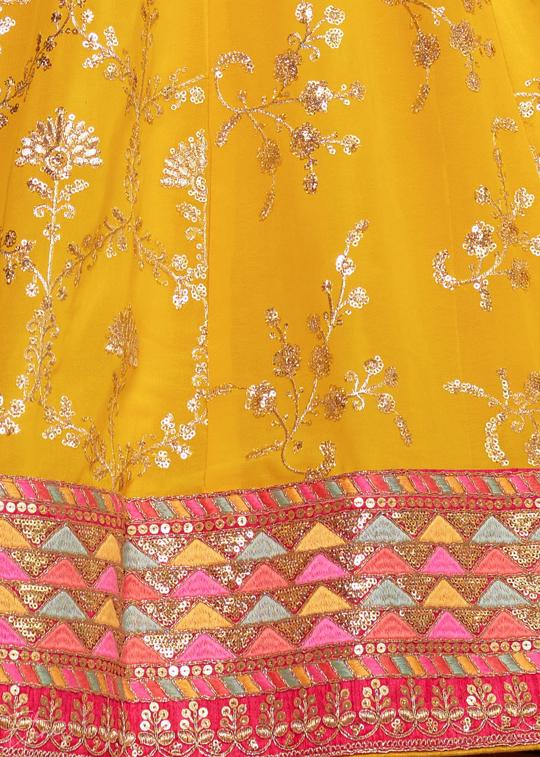 Yellow & Black Sequins Georgette Lehenga