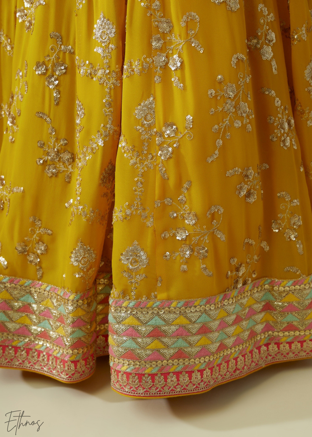 Yellow & Black Sequins Georgette Lehenga