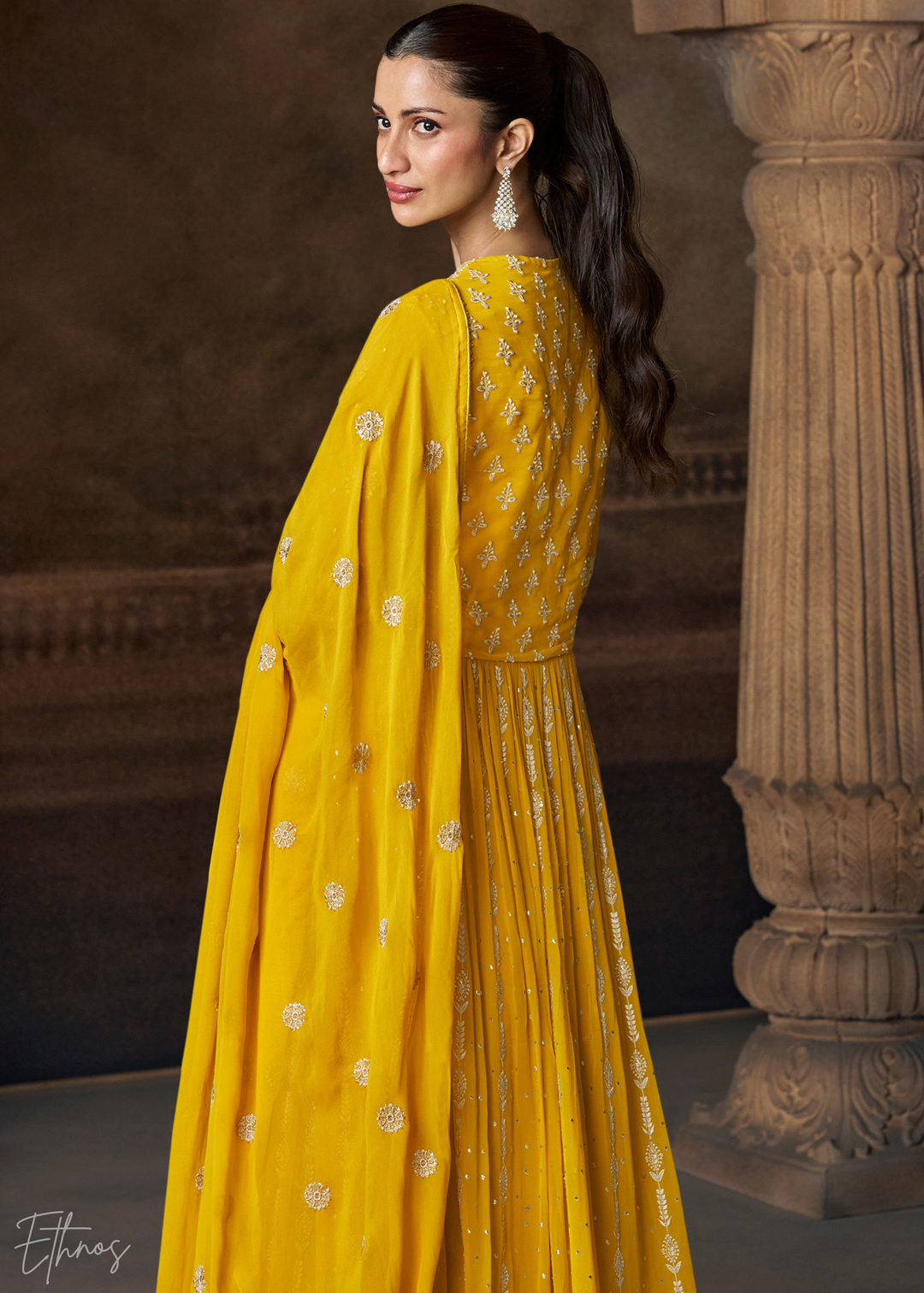 Yellow Georgette  Anarkali  Suit