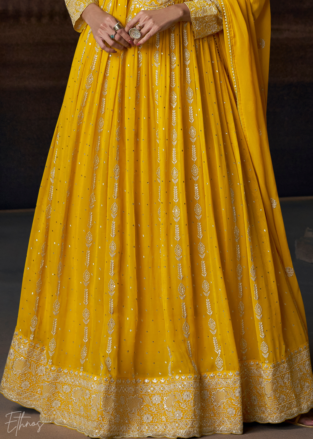 Yellow Georgette  Anarkali  Suit