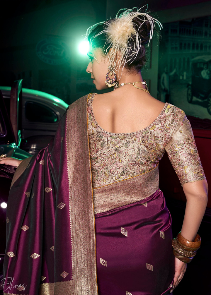 Rich Magenta Brocade Wave Silk Saree