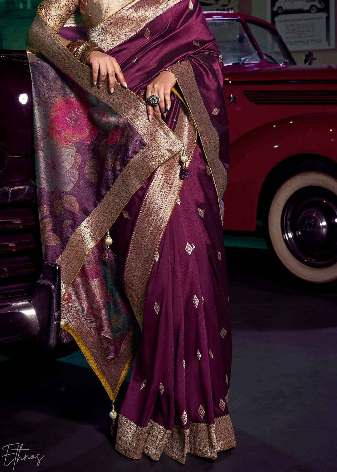 Rich Magenta Brocade Wave Silk Saree