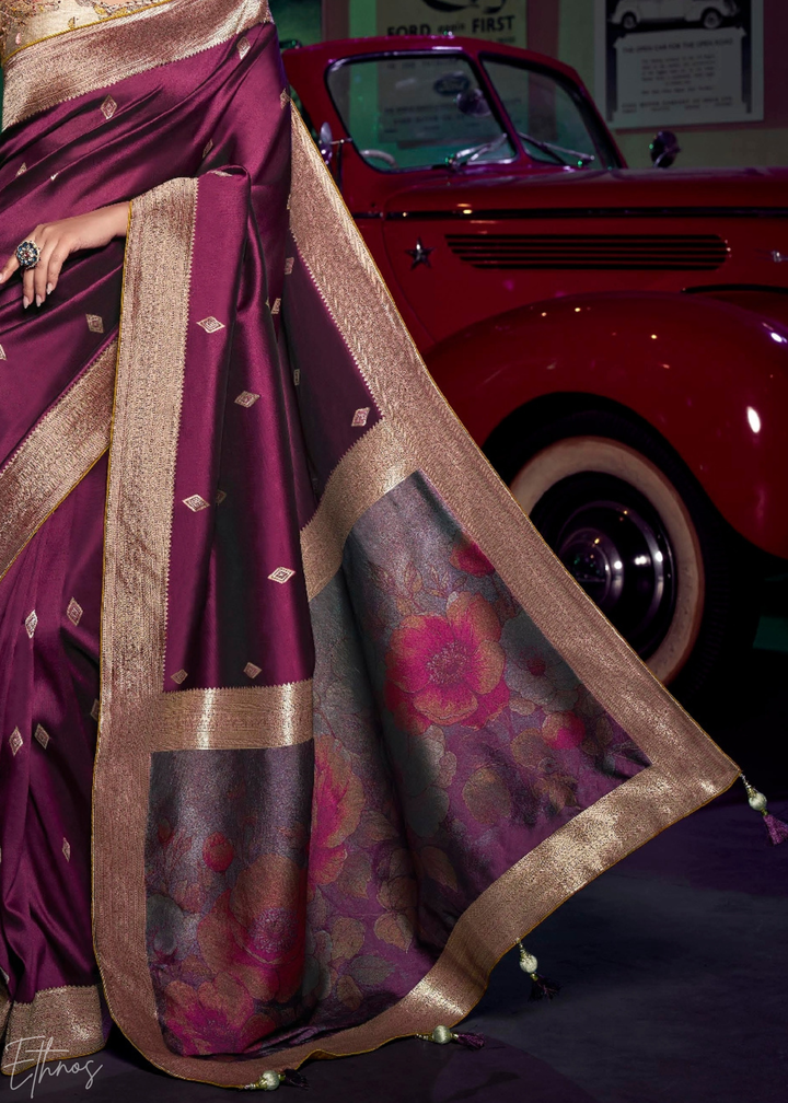 Rich Magenta Brocade Wave Silk Saree