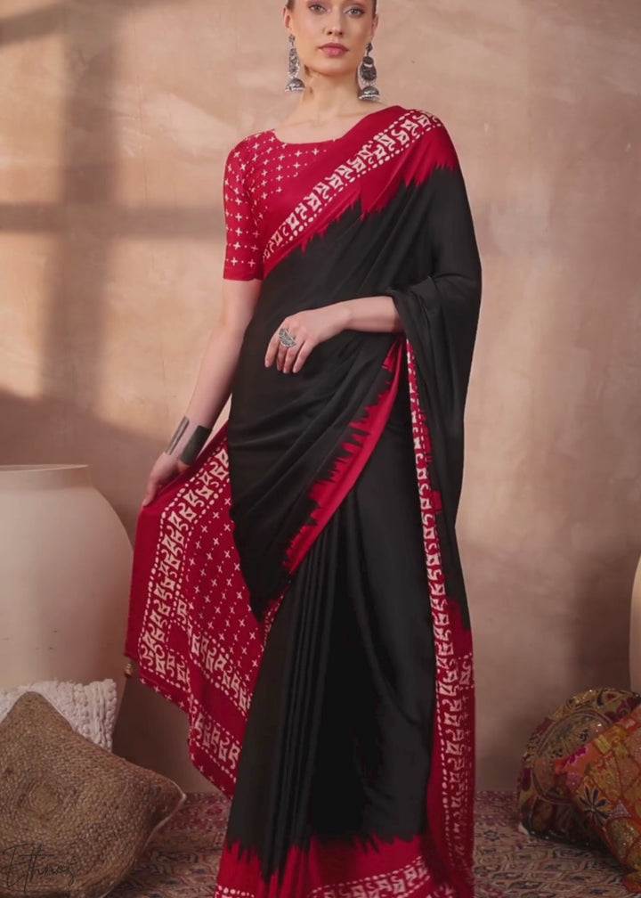 Onyx Modal Silk Bandhani Border Saree