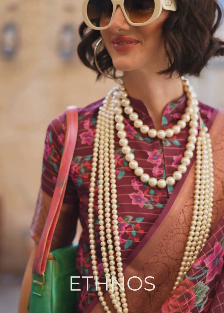 Mulberry Printed Georgette Saree