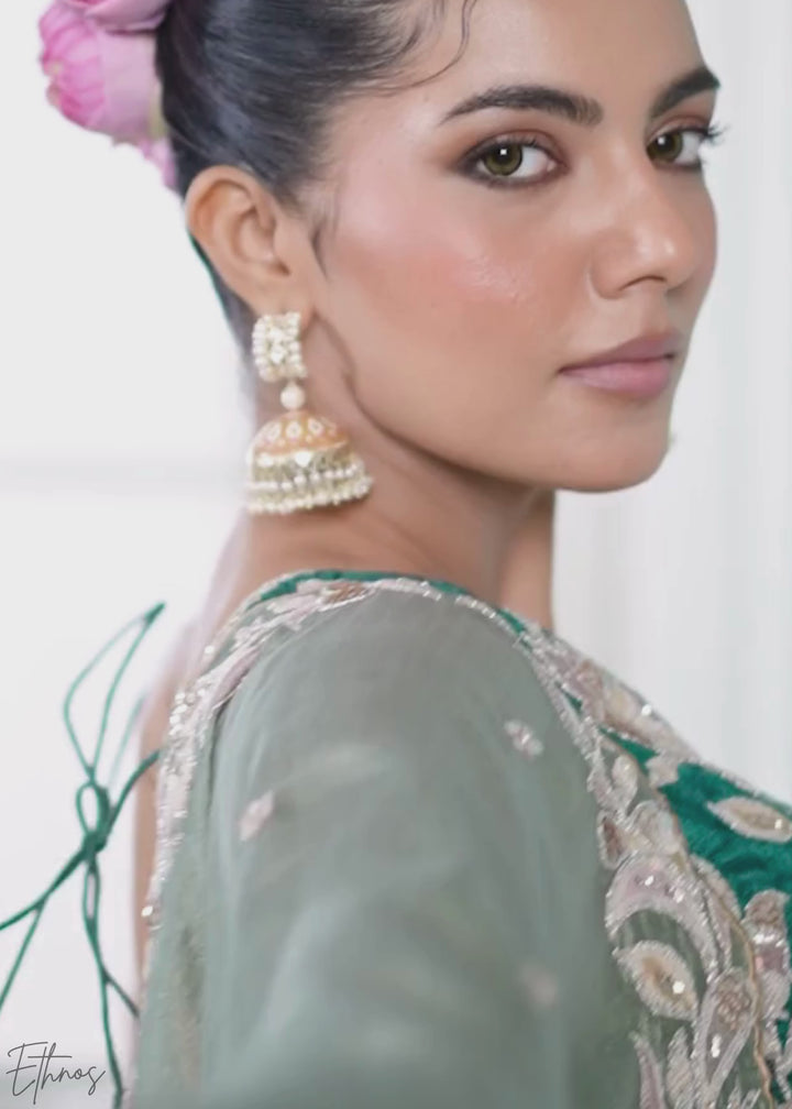 Emerald Green Floral Gota Embroidered Silk Lehenga Choli