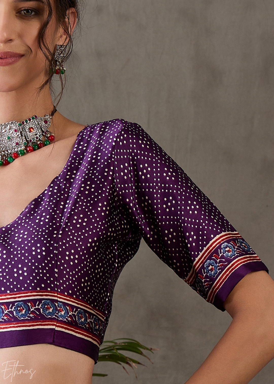 Deep Malachite Mandala Print Satin Silk Saree