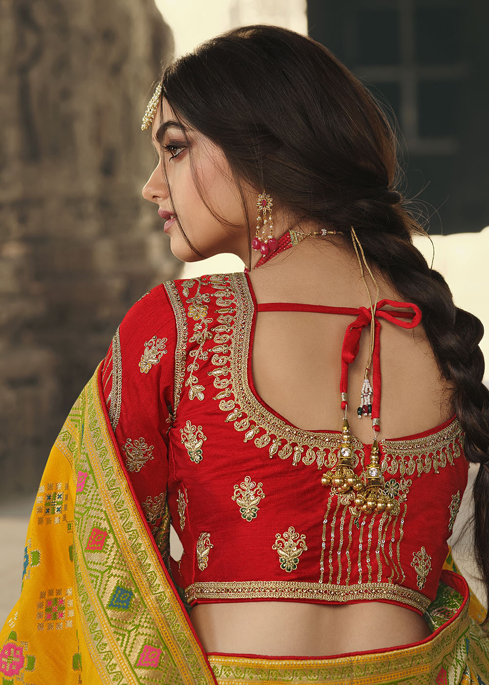 Saffron Yellow Woven Banarasi Silk Saree with Embroidered Blouse