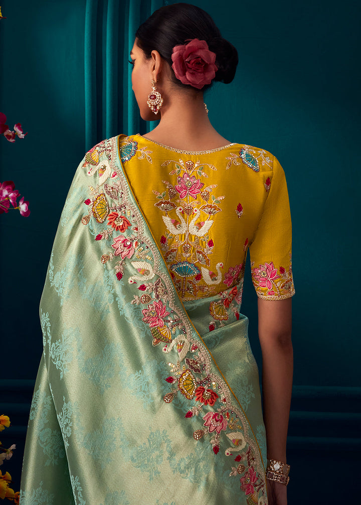 Blue & Green Woven Kanjivaram Silk Saree