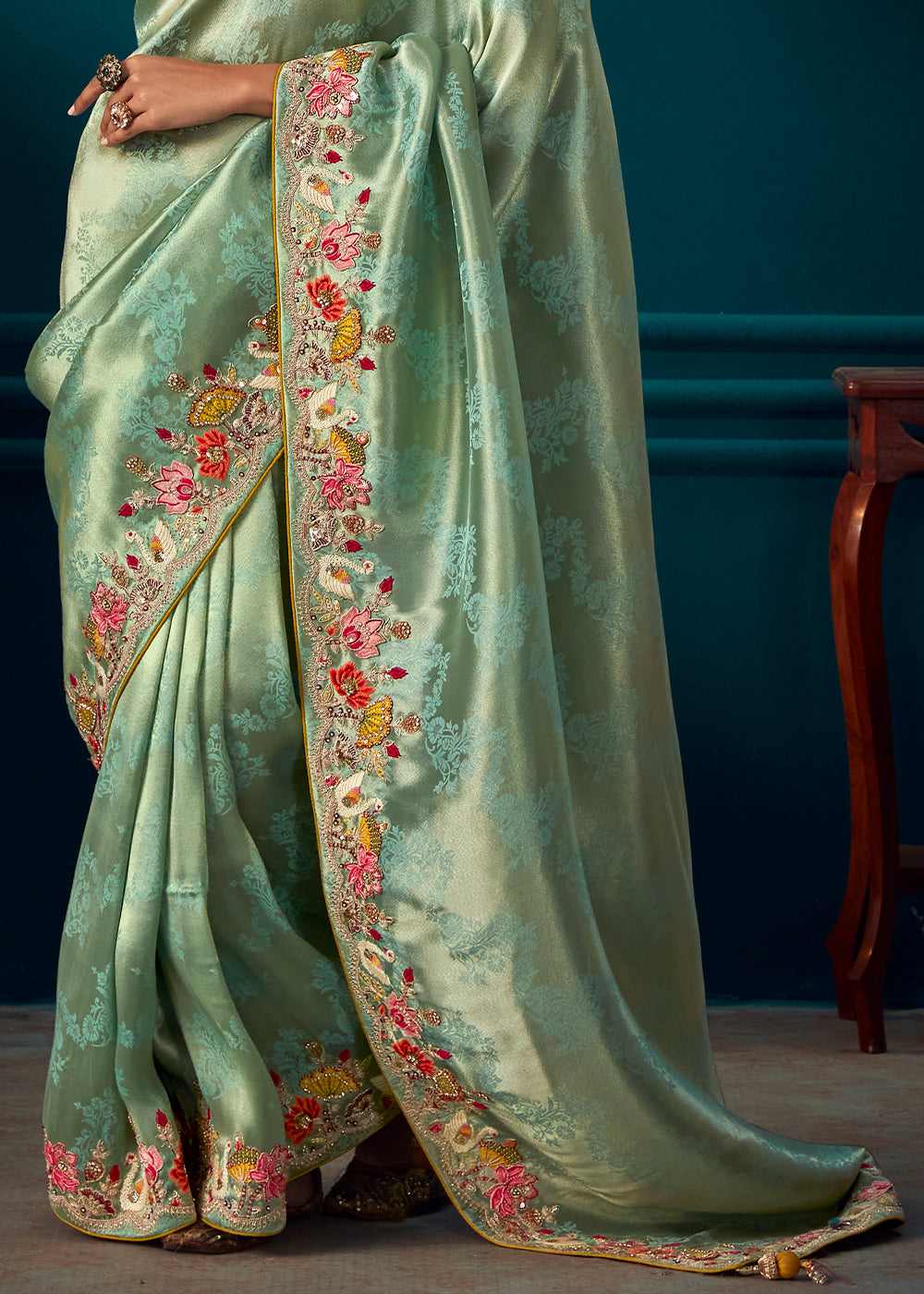 Blue & Green Woven Kanjivaram Silk Saree