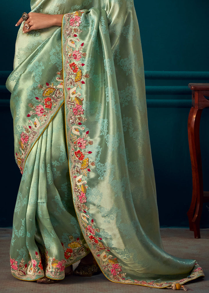 Blue & Green Woven Kanjivaram Silk Saree