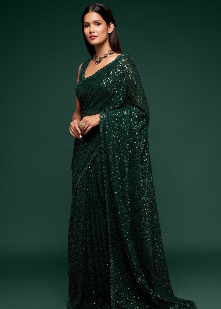 Sacramento Green Designer Georgette Saree Sacramento Green Designer Georgette Saree
