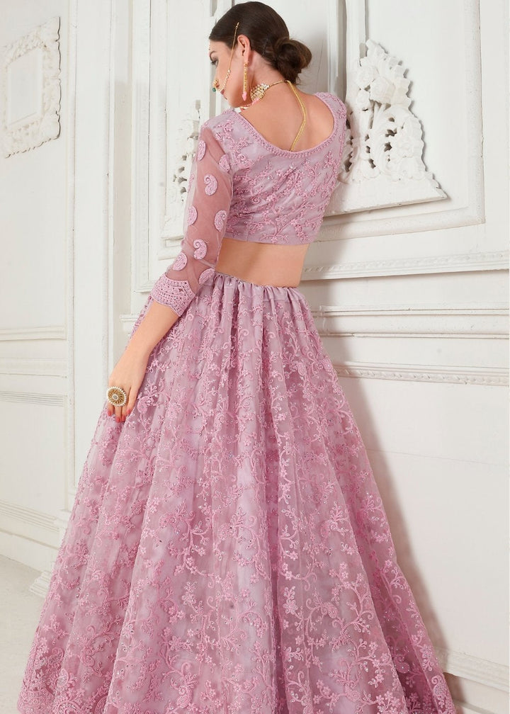 Taffy Pink Soft Net Lehenga Choli with Cording Embroidery & Stonework(Pre-Order)