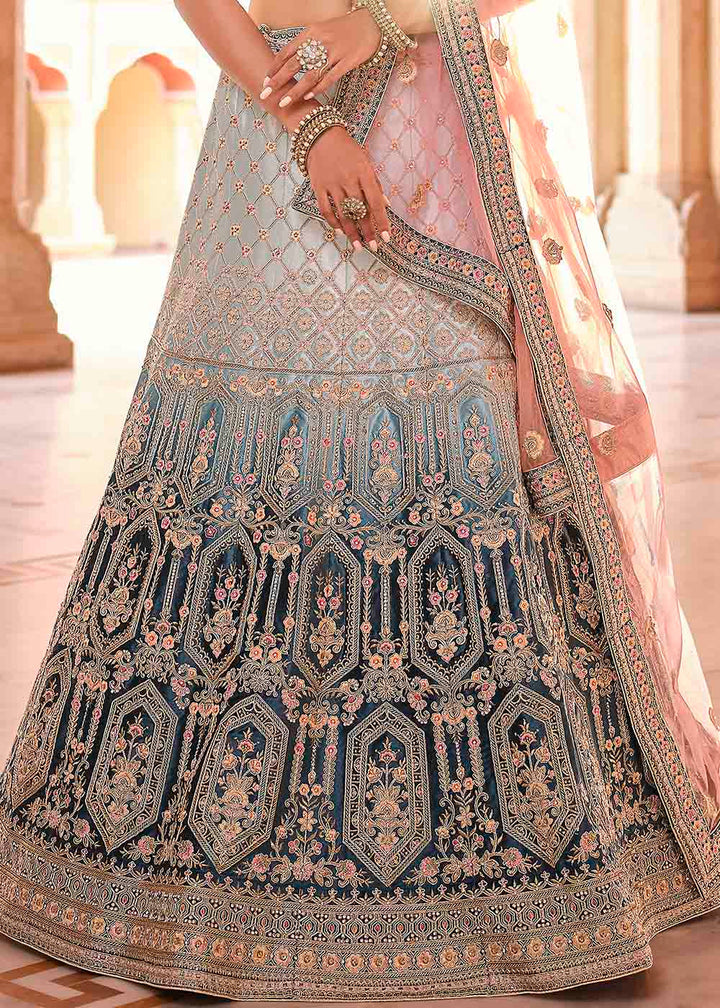 Navy Blue Velvet Lehenga Choli