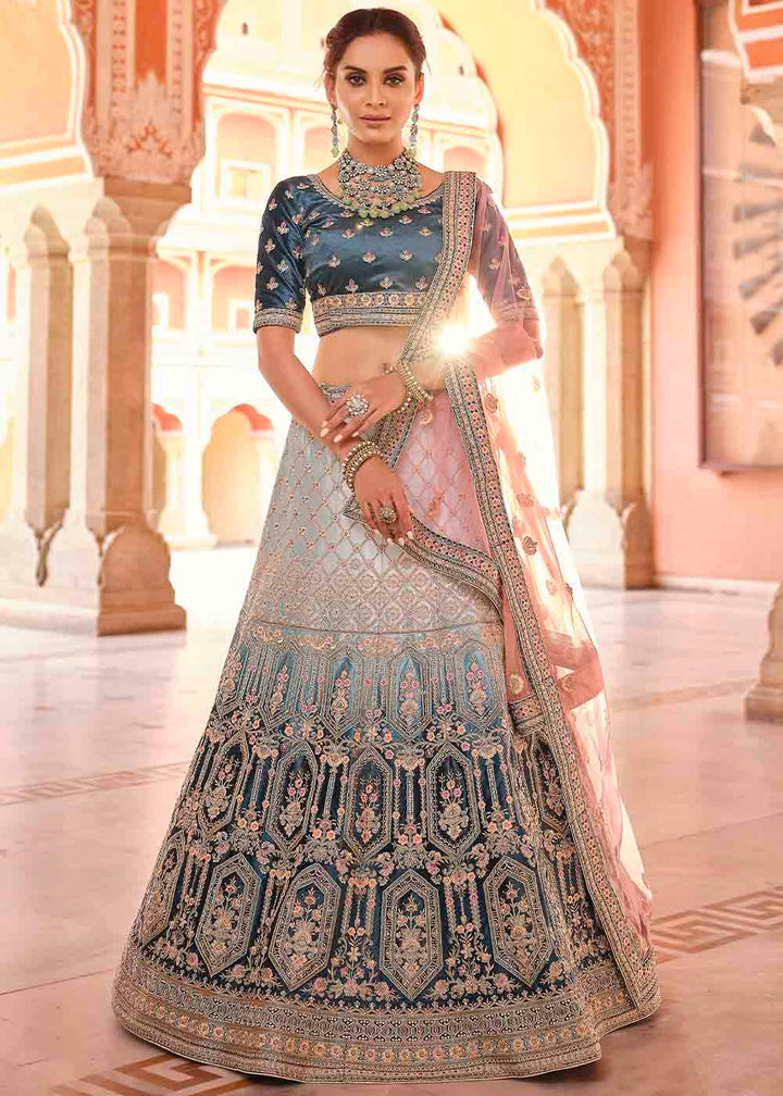 Navy Blue Velvet Lehenga Choli
